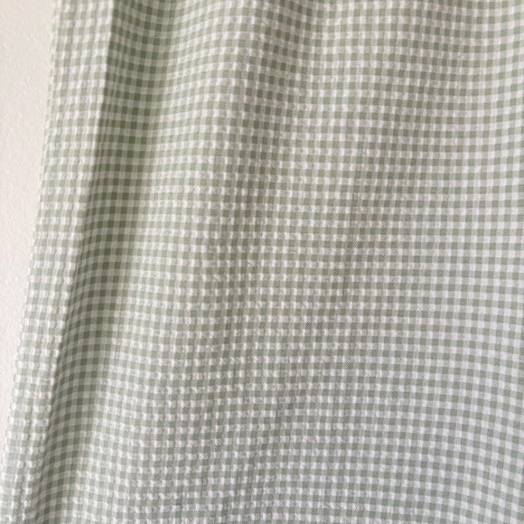 Princess Polly Green White Gingham Plaid Wide Leg Pant Flowy Drawstring Waist - Picture 3 of 8